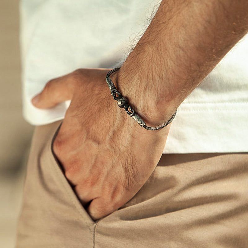 Transfer Braided 999 Sterling Silver Men's Bracelet