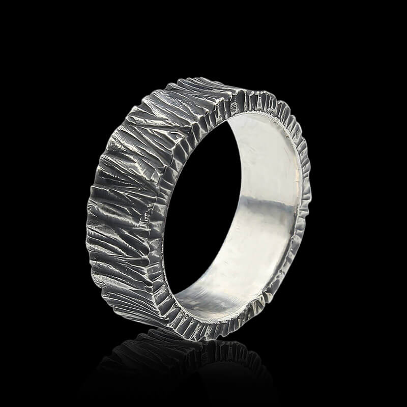 Tree Pattern 999 Sterling Silver Ring 01 | RoyalLuster.com