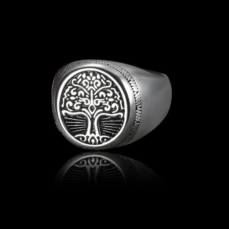 Tree of Life Signet 925 Sterling Silver Viking Ring