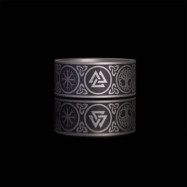 Tree of Life Valknut Viking Sterling Silver Triskele Ring