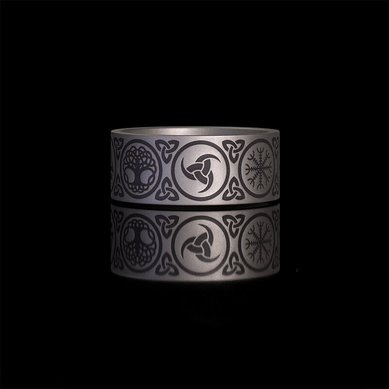 Tree of Life Valknut Viking Sterling Silver Triskele Ring 03| RoyalLuster.com