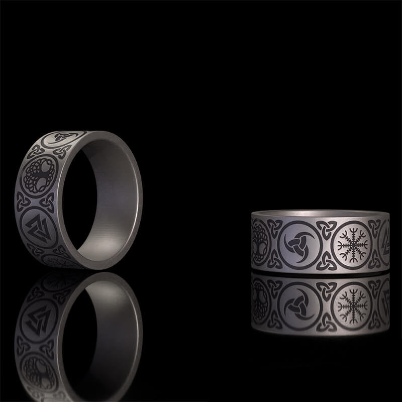 Tree of Life Valknut Viking Sterling Silver Triskele Ring 01 | RoyalLuster.com