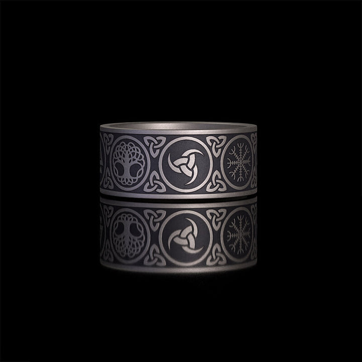 Tree of Life Valknut Viking Sterling Silver Triskele Ring 04| RoyalLuster.com