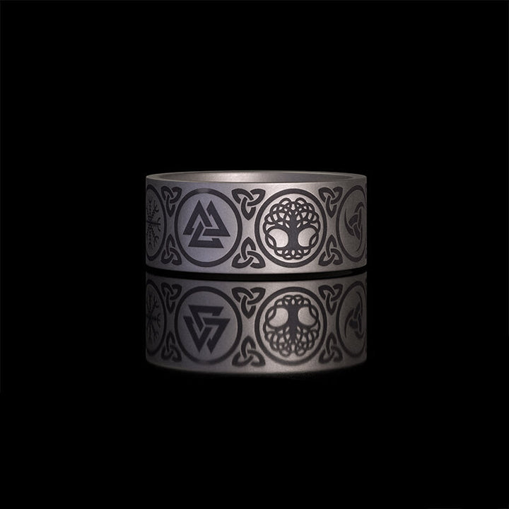 Tree of Life Valknut Viking Sterling Silver Triskele Ring