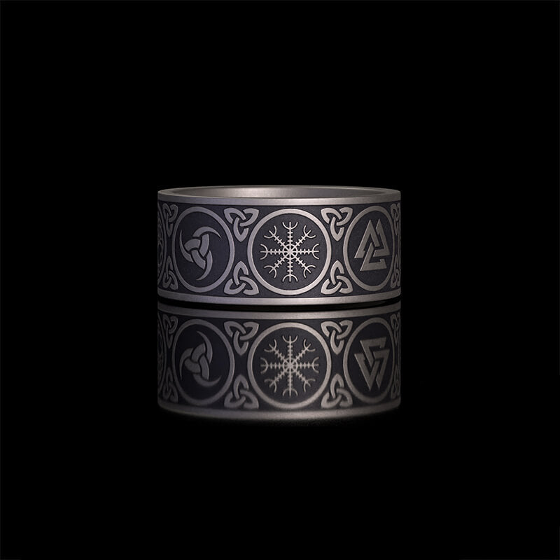 Tree of Life Valknut Viking Sterling Silver Triskele Ring