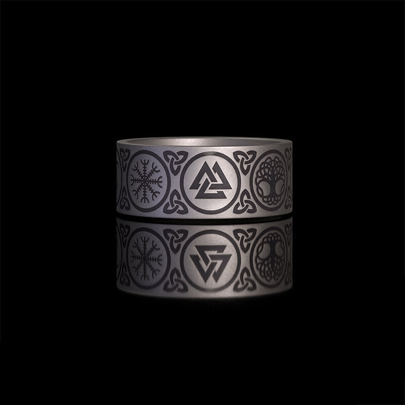 Tree of Life Valknut Viking Sterling Silver Triskele Ring