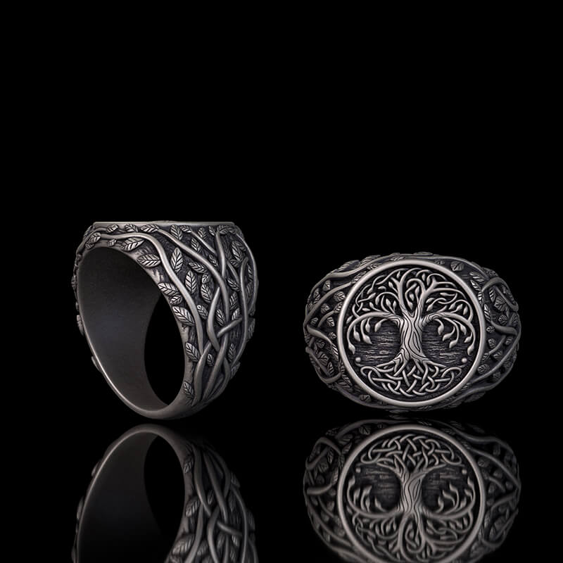 Tree Of Life Yggdrasil Sterling Silver Viking Ring 01 | RoyalLuster.com
