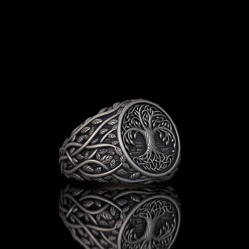 Tree Of Life Yggdrasil Sterling Silver Viking Ring 02 | RoyalLuster.com