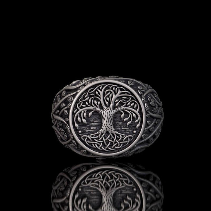 Tree Of Life Yggdrasil Sterling Silver Viking Ring 03 | RoyalLuster.com
