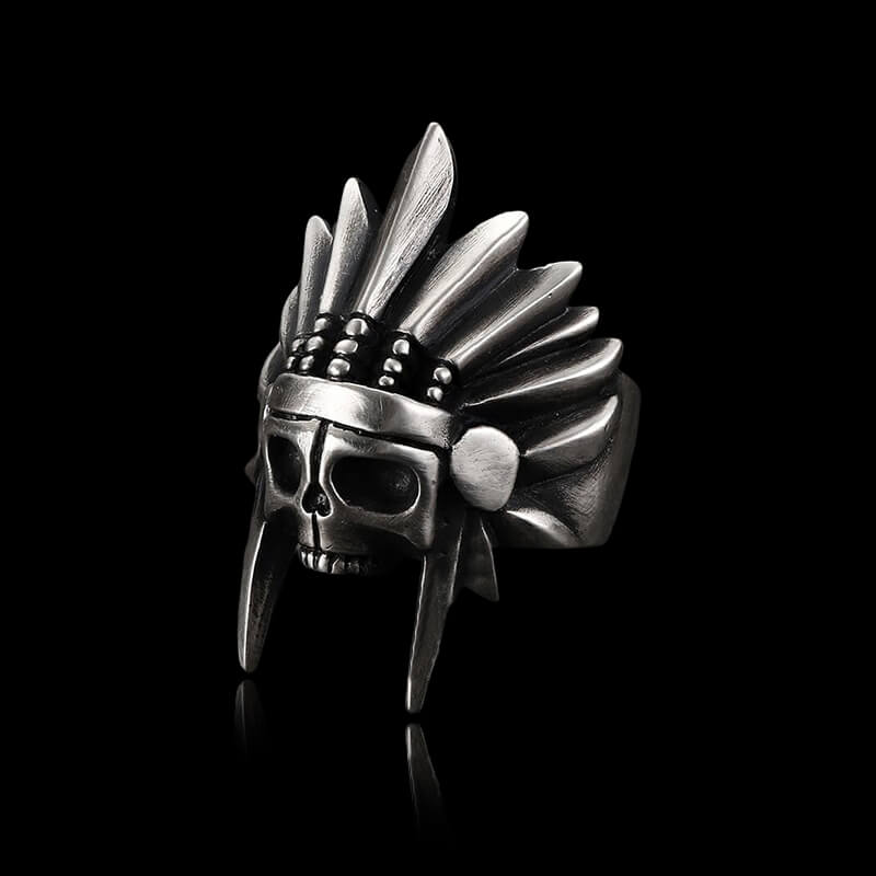 Tribal Chief 925 Sterling Silver Skull Ring