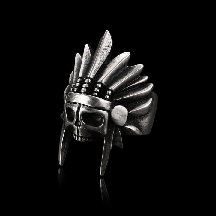 Tribal Chief 925 Sterling Silver Skull Ring