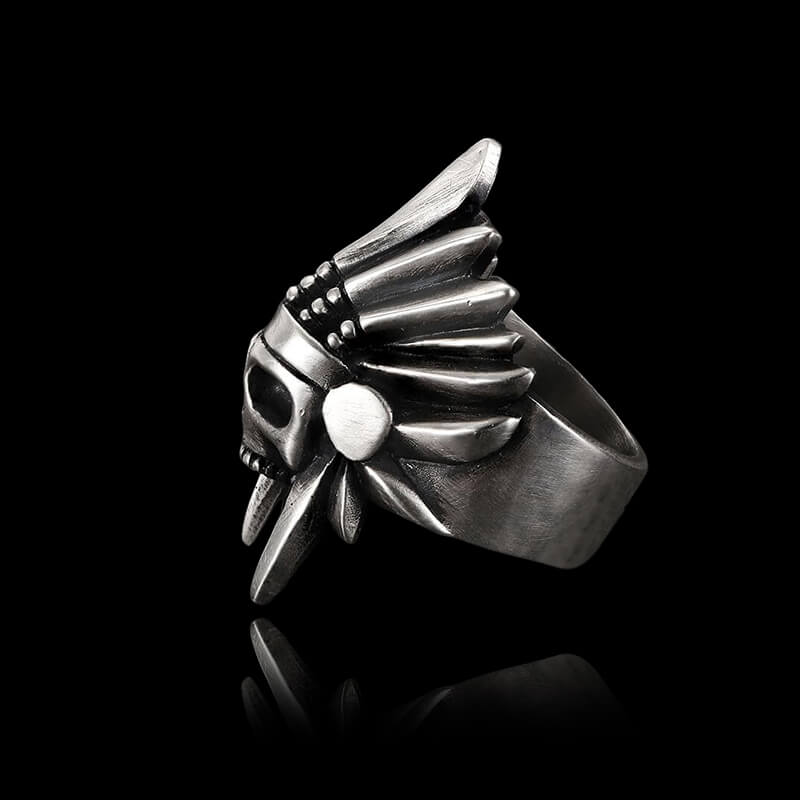 Tribal Chief 925 Sterling Silver Skull Ring