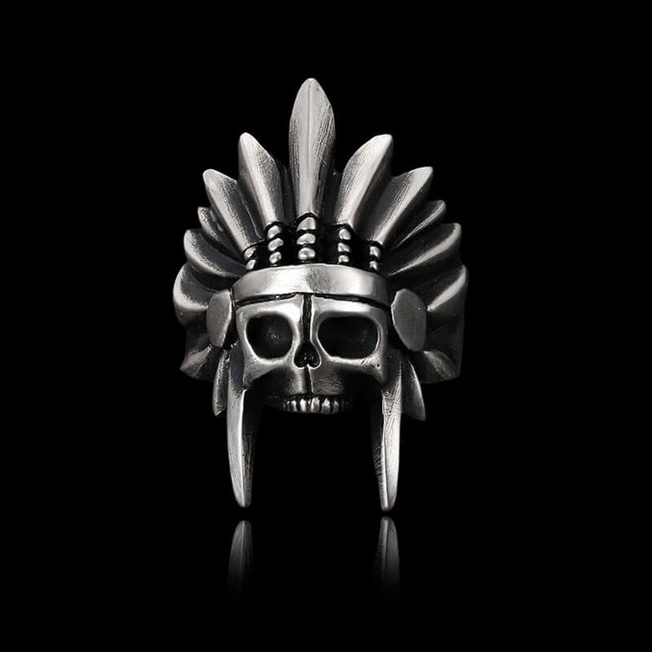 Tribal Chief 925 Sterling Silver Skull Ring