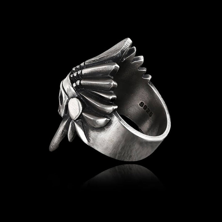 Tribal Chief 925 Sterling Silver Skull Ring