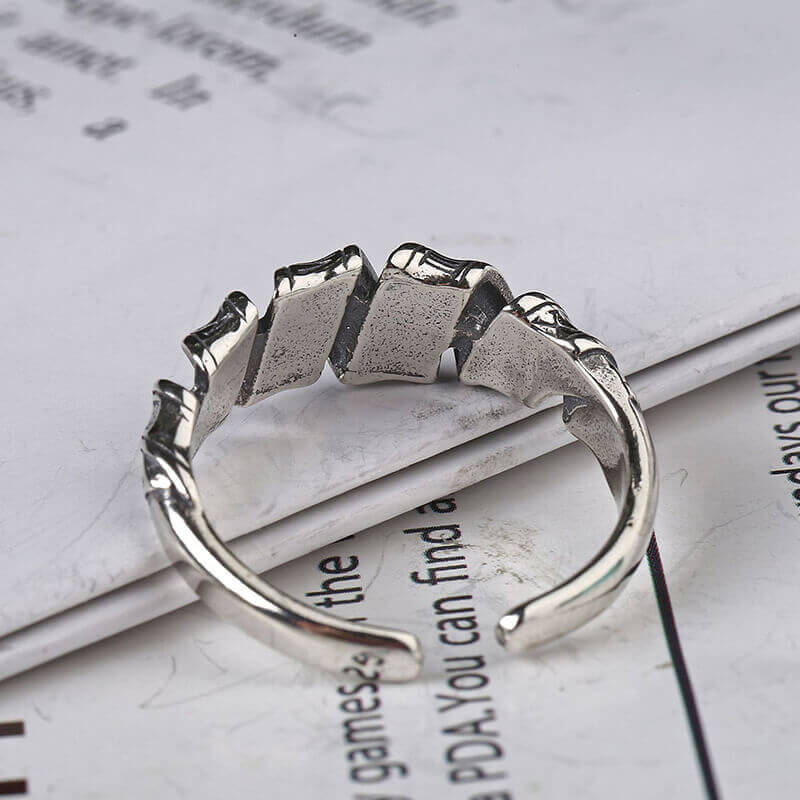 Twist Roman Numerals 925 Sterling Silver Open Ring 04 | RoyalLuster.com