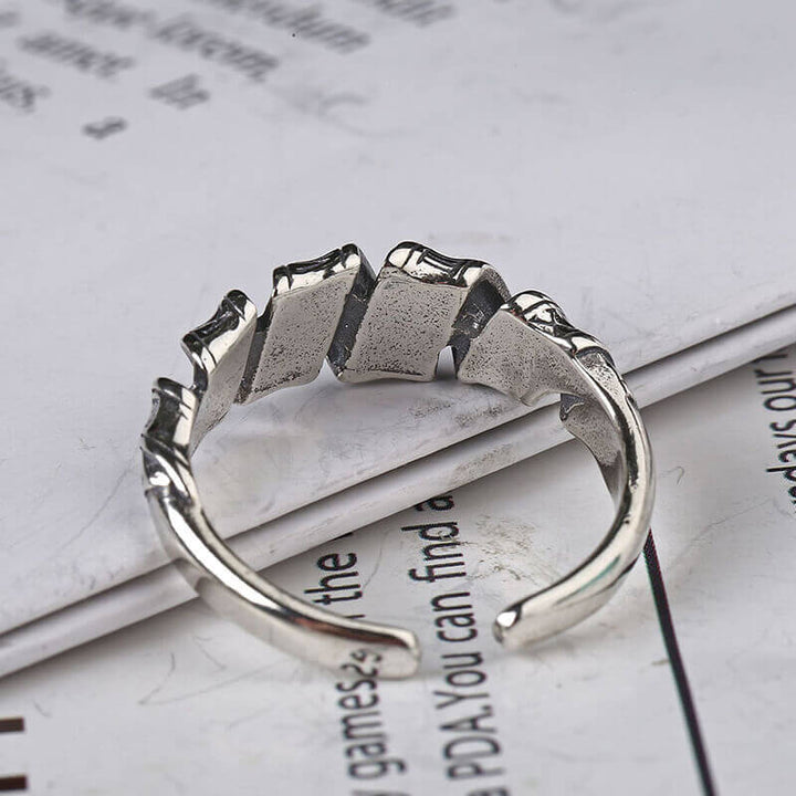 Twist Roman Numerals 925 Sterling Silver Open Ring 04 | RoyalLuster.com