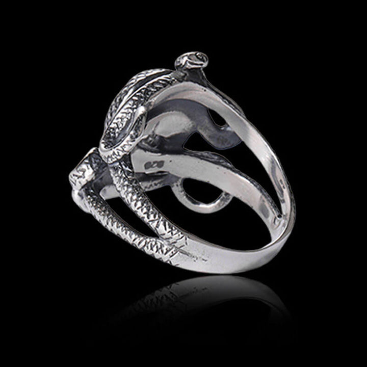 Two-Headed Snake Entwined 925 Sterling Silver Ring