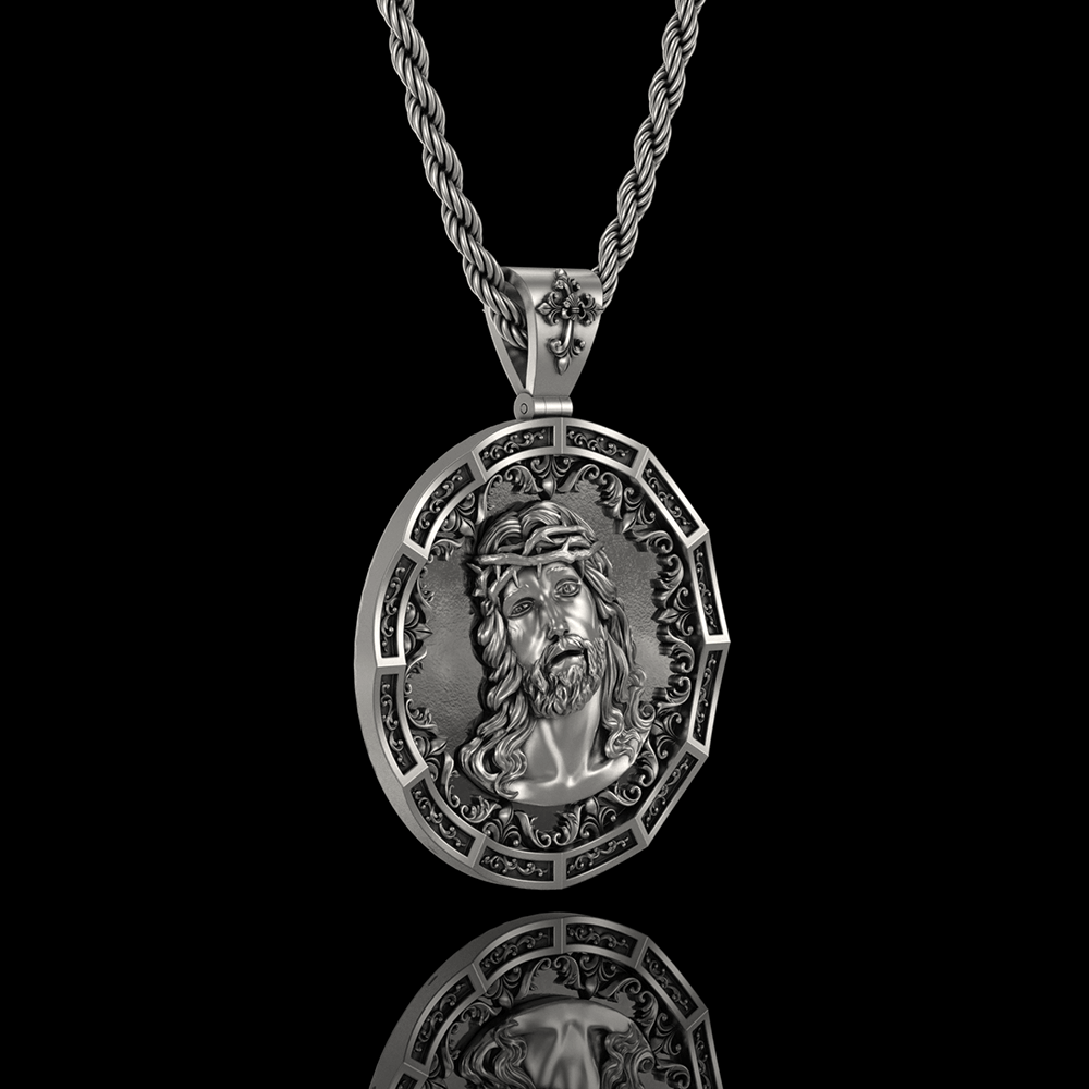 Two-sided Jesus 925 Sterling Silver Pendant