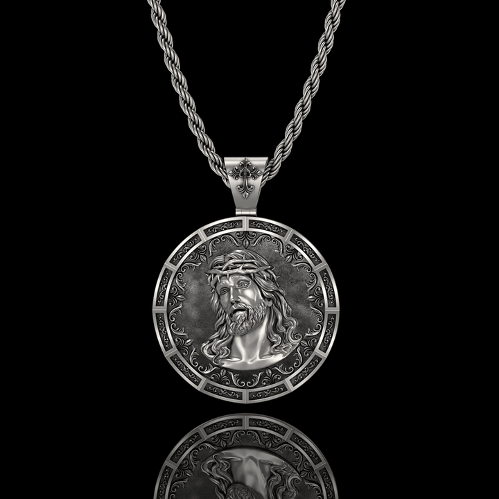 Two-sided Jesus 925 Sterling Silver Pendant