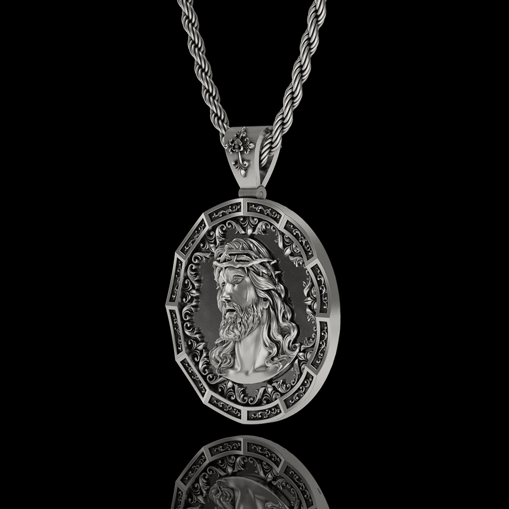 Two-sided Jesus 925 Sterling Silver Pendant
