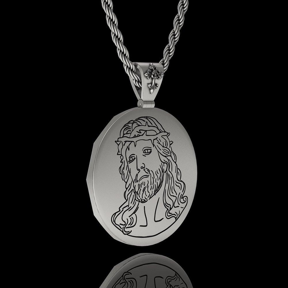 Two-sided Jesus 925 Sterling Silver Pendant