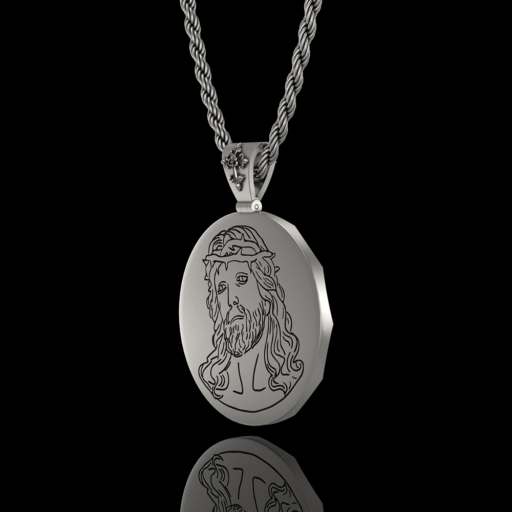 Two-sided Jesus 925 Sterling Silver Pendant