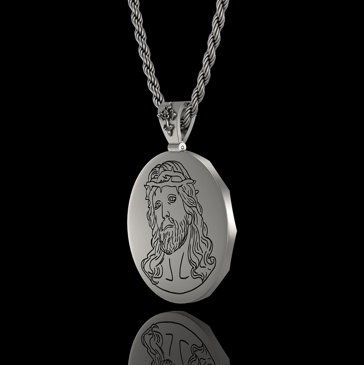 Two-sided Jesus 925 Sterling Silver Pendant