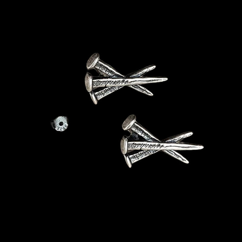 Unyielding Nails 925 Sterling Silver Stud Earrings