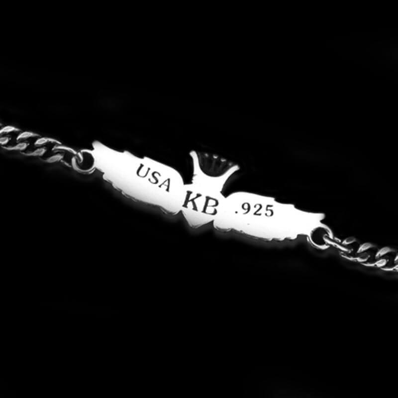 USA Love Heart Wings Crown 925 Sterling Silver Bracelet