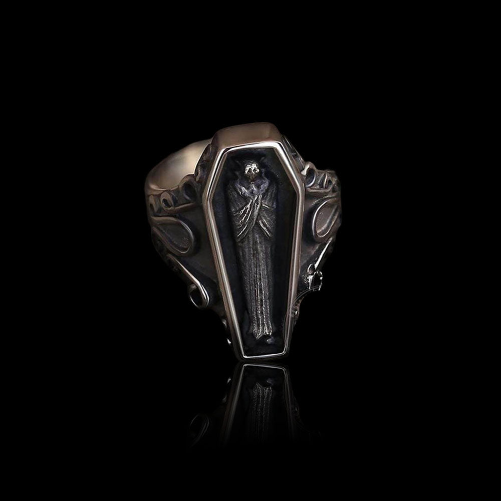 Vampire Coffin 925 Sterling Silver Skull Ring