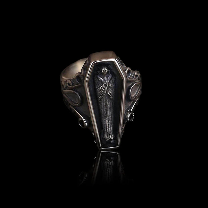 Vampire Coffin 925 Sterling Silver Skull Ring