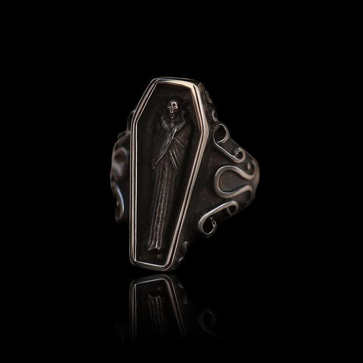 Vampire Coffin 925 Sterling Silver Skull Ring