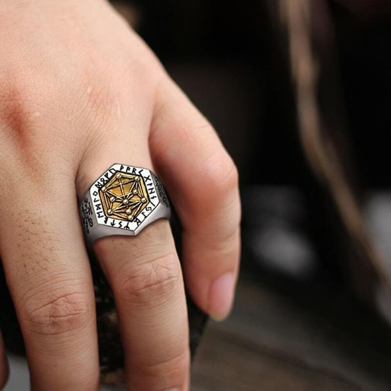 Vegvisir Totem 925 Sterling Silver Viking Ring