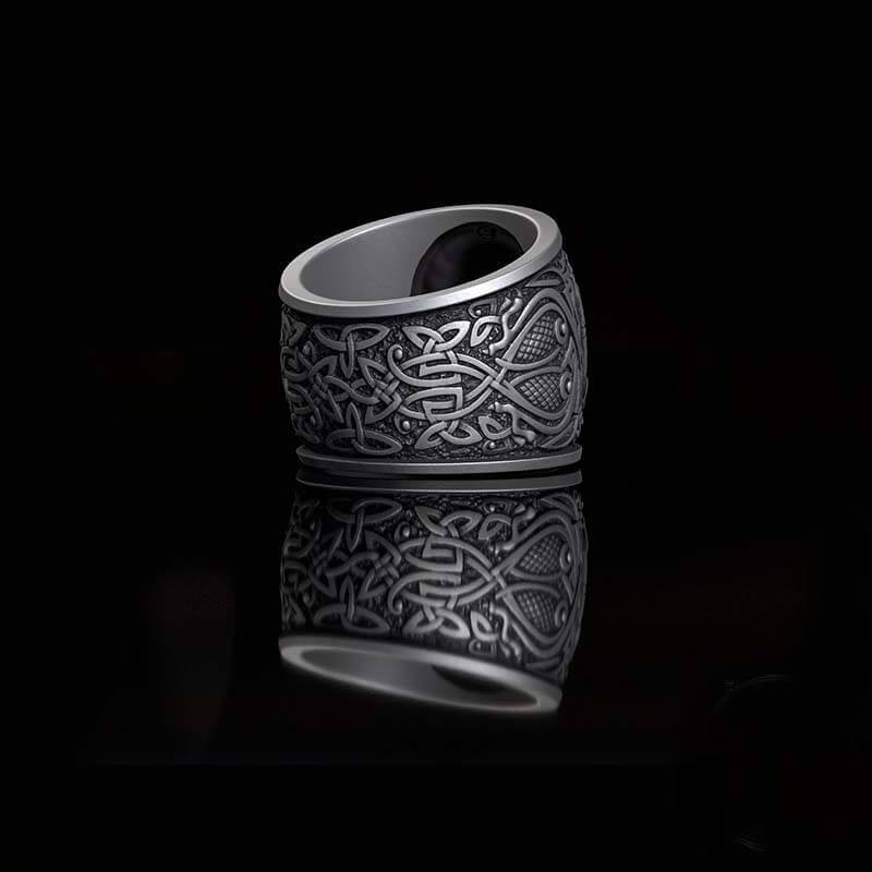 Viking Celtic Knot Warrior Sterling Silver Ring | RoyalLuster.com
