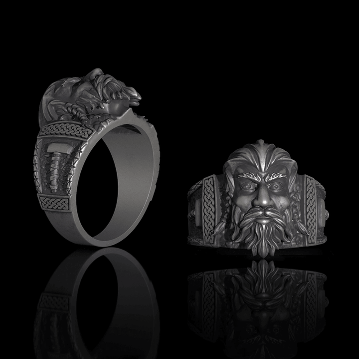 Viking God Thor's Hammer Sterling Silver Ring | RoyalLuster.com