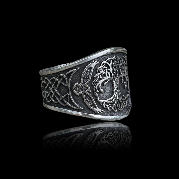 Viking Raven Tree of Life 925 Sterling Silver Ring