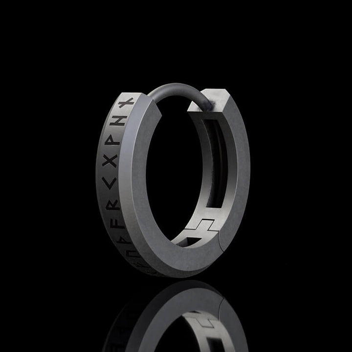 Viking Runes Sterling Silver Huggie Earrings | RoyalLuster.com