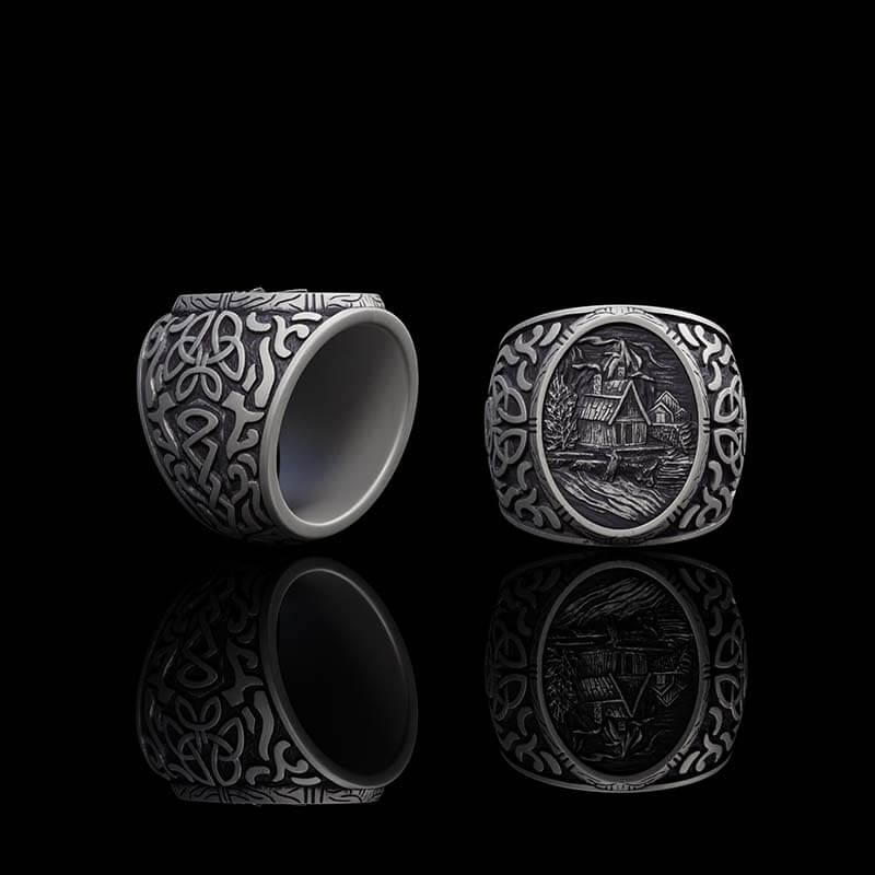Viking Village Celtic Knot Pattern Sterling Silver Ring | RoyalLuster.com