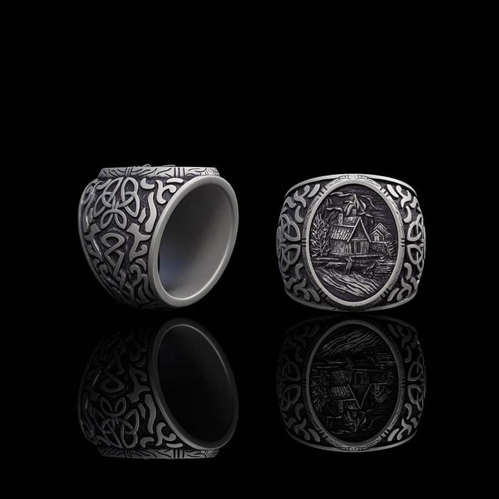 Viking Village Celtic Knot Pattern Sterling Silver Ring | RoyalLuster.com
