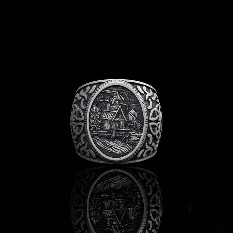 Viking Village Celtic Knot Pattern Sterling Silver Ring | RoyalLuster.com