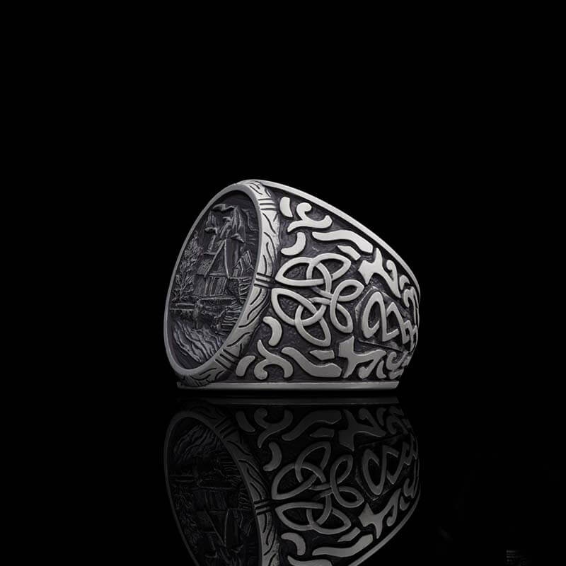 Viking Village Celtic Knot Pattern Sterling Silver Ring | RoyalLuster.com