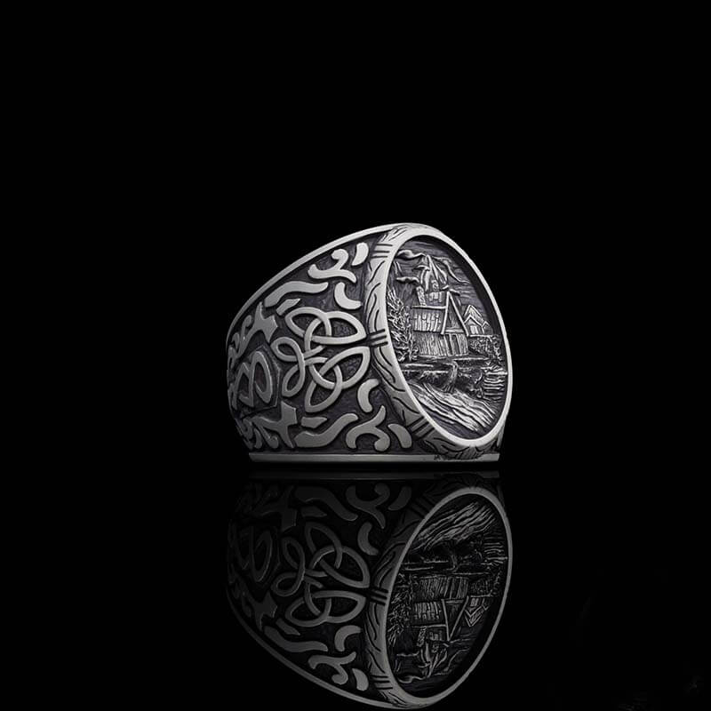 Viking Village Celtic Knot Pattern Sterling Silver Ring