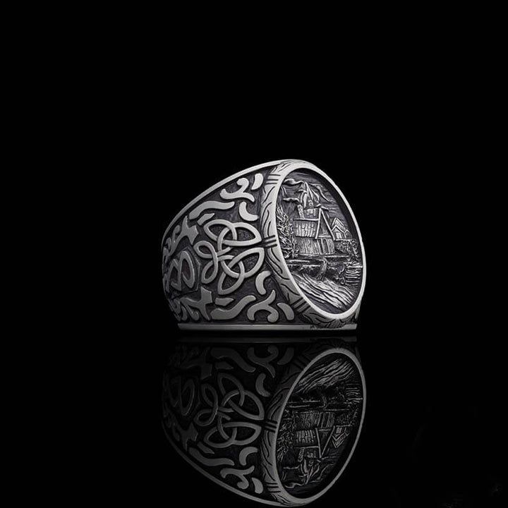 Viking Village Celtic Knot Pattern Sterling Silver Ring