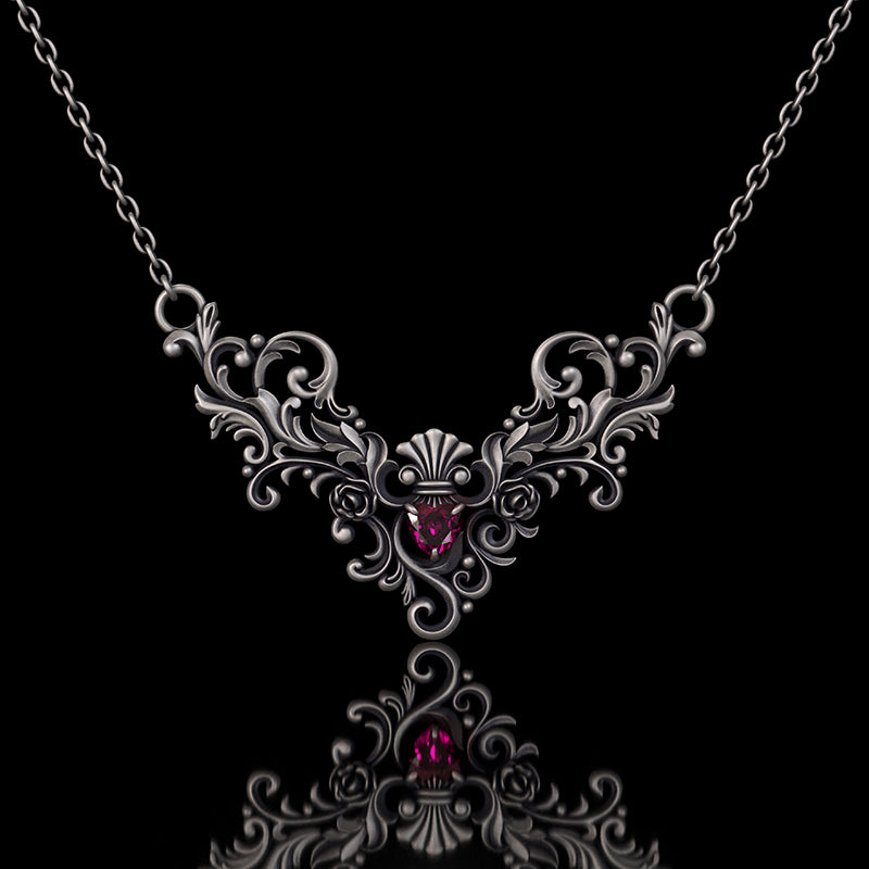 Vine Heart Shaped Gemstone Sterling Silver Pendant | RoyalLuster.com