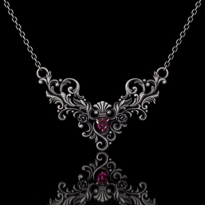 Vine Heart Shaped Gemstone Sterling Silver Pendant | RoyalLuster.com