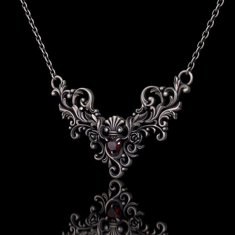 Vine Heart Shaped Gemstone Sterling Silver Pendant | RoyalLuster.com