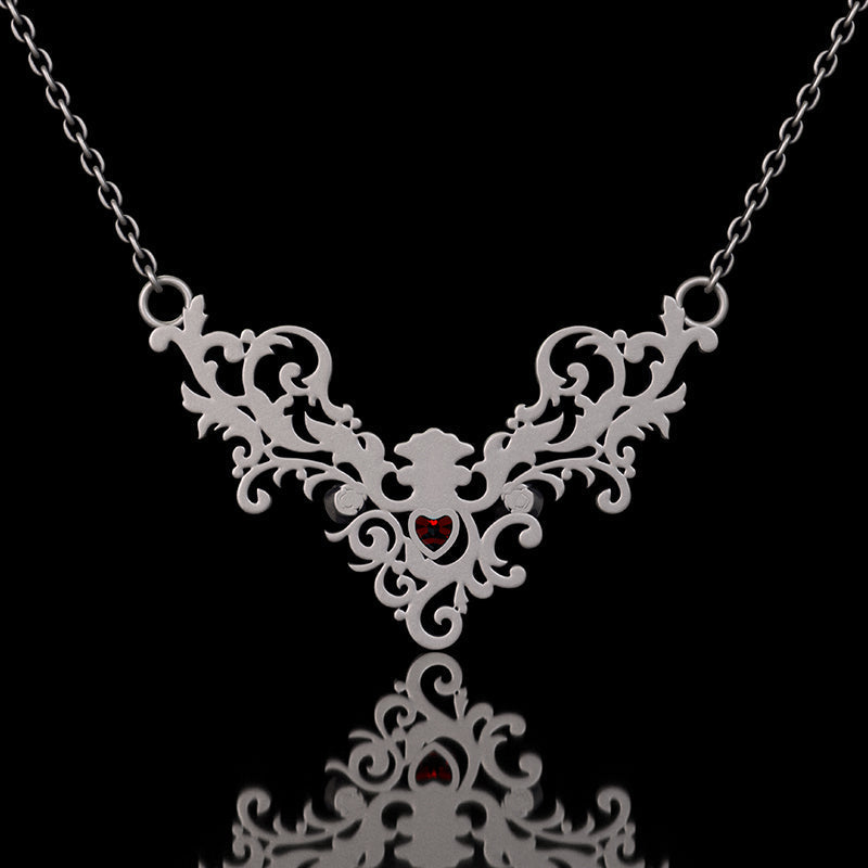 Vine Heart Shaped Gemstone Sterling Silver Pendant