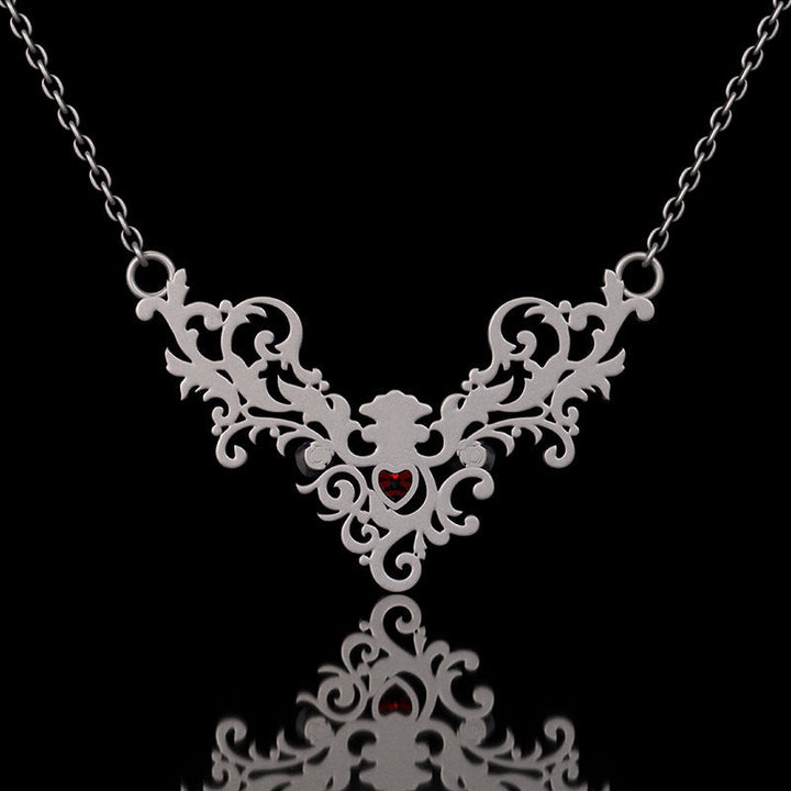 Vine Heart Shaped Gemstone Sterling Silver Pendant