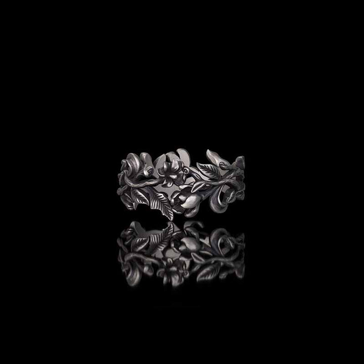Vine Rose Hollow Design Sterling Silver Ring 03 | RoyalLuster.com