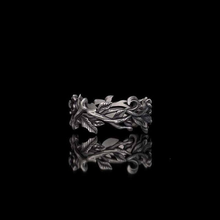 Vine Rose Hollow Design Sterling Silver Ring